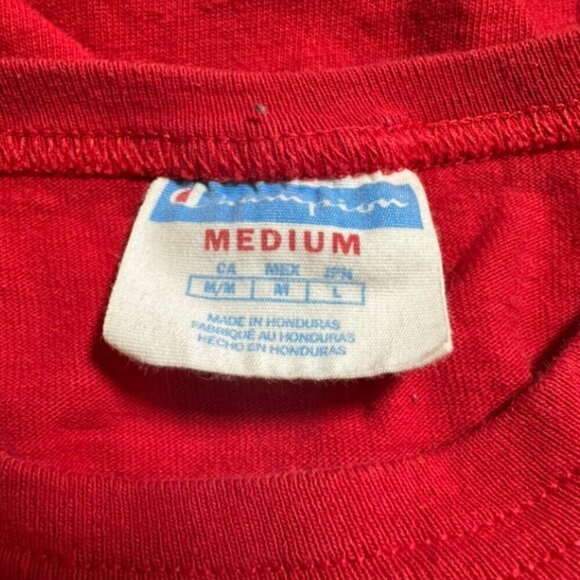 Y2K Champion Big Logo Patch T Shirt Adult Size M​​​​ - Picture 7 of 7